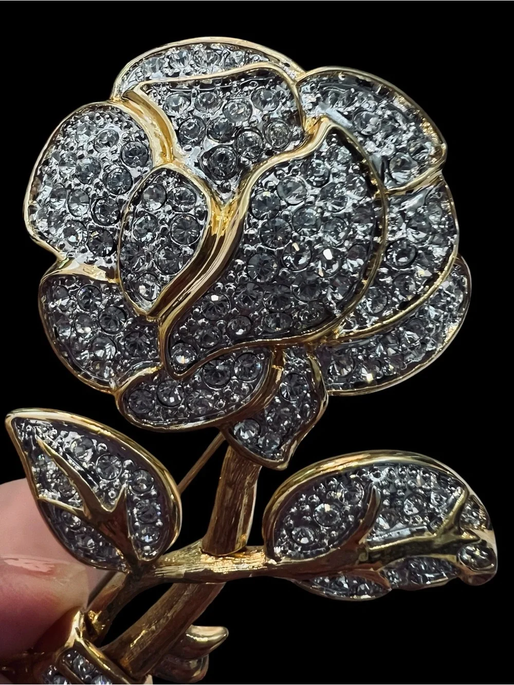 Nolan Miller Glamour Collection Gold Tone Rose Brooch VTG